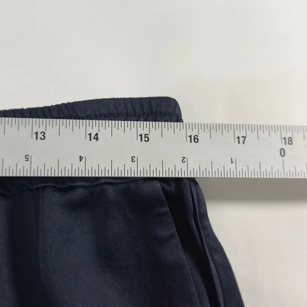 Zara Limited Edition Satin Effect Pants XL Navy Flowy Pull On Comfort Chic *flaw